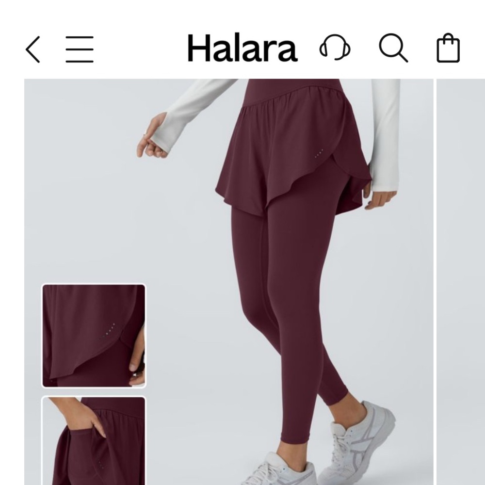 Halara Maroon Skirted Leggings